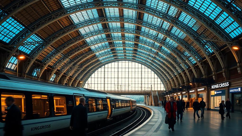 Plataforma da estação King's Cross em Londres com trem intercidades